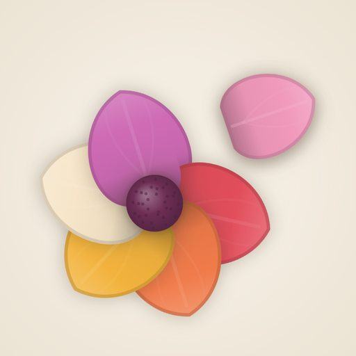 The Petal Picker app icon: a pinwheel of six petals, one lifting away.